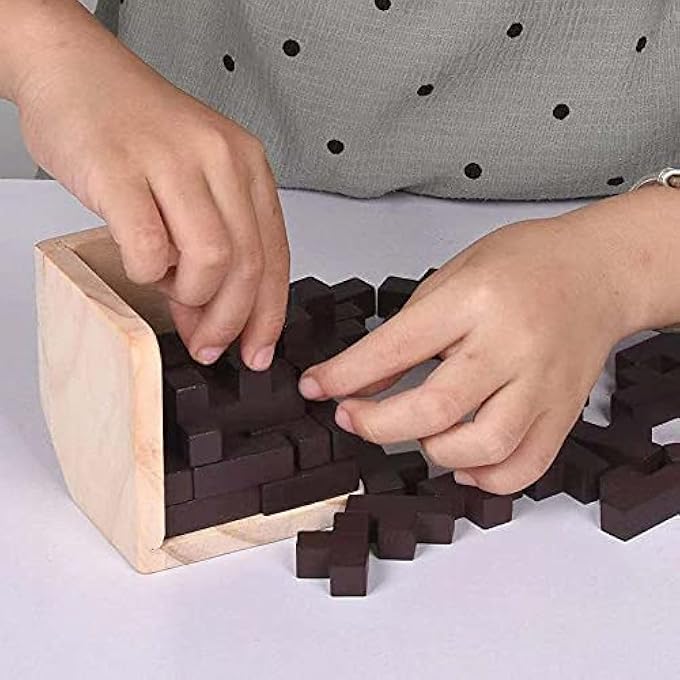 3D WOODEN CUBE GIFT FOR INTELLECTUAL GAME ENTERTAINING AND EDUCATIONAL TOOLS EDUCATIONAL EXPLORE CREATIVITY AND PROBLEM SOLVING. BRAIN TEASER PUZZLE WOODEN BRAIN TEASER SET GIFT DESK PUZZLES - Image 4